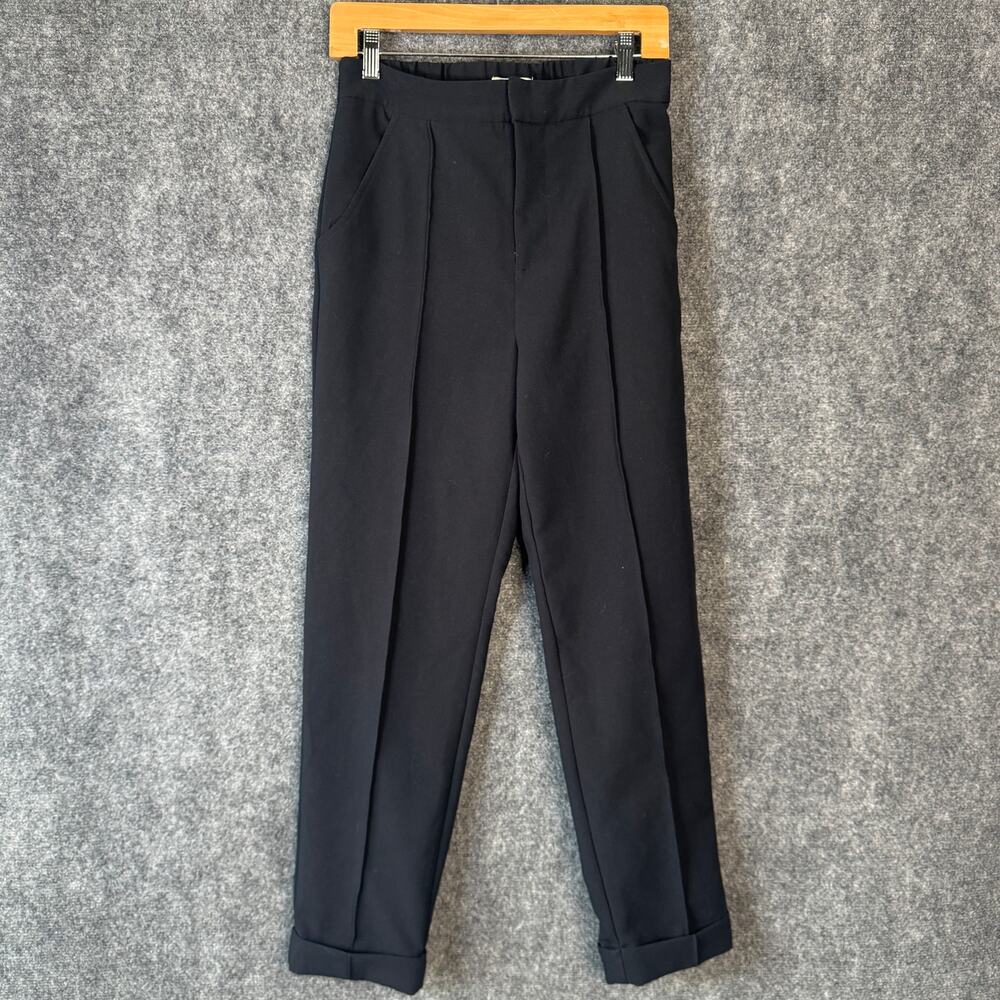 Anthropologie Maeve Pants Womens 4 Black Pintuck Tapered Ponte Classic‎ Business